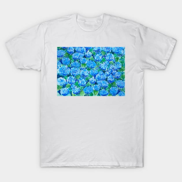 abstract blue  hydrangea T-Shirt by colorandcolor